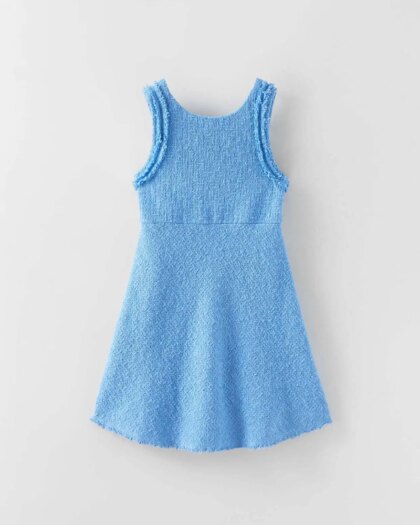 Textured Dress with Frayed Detail